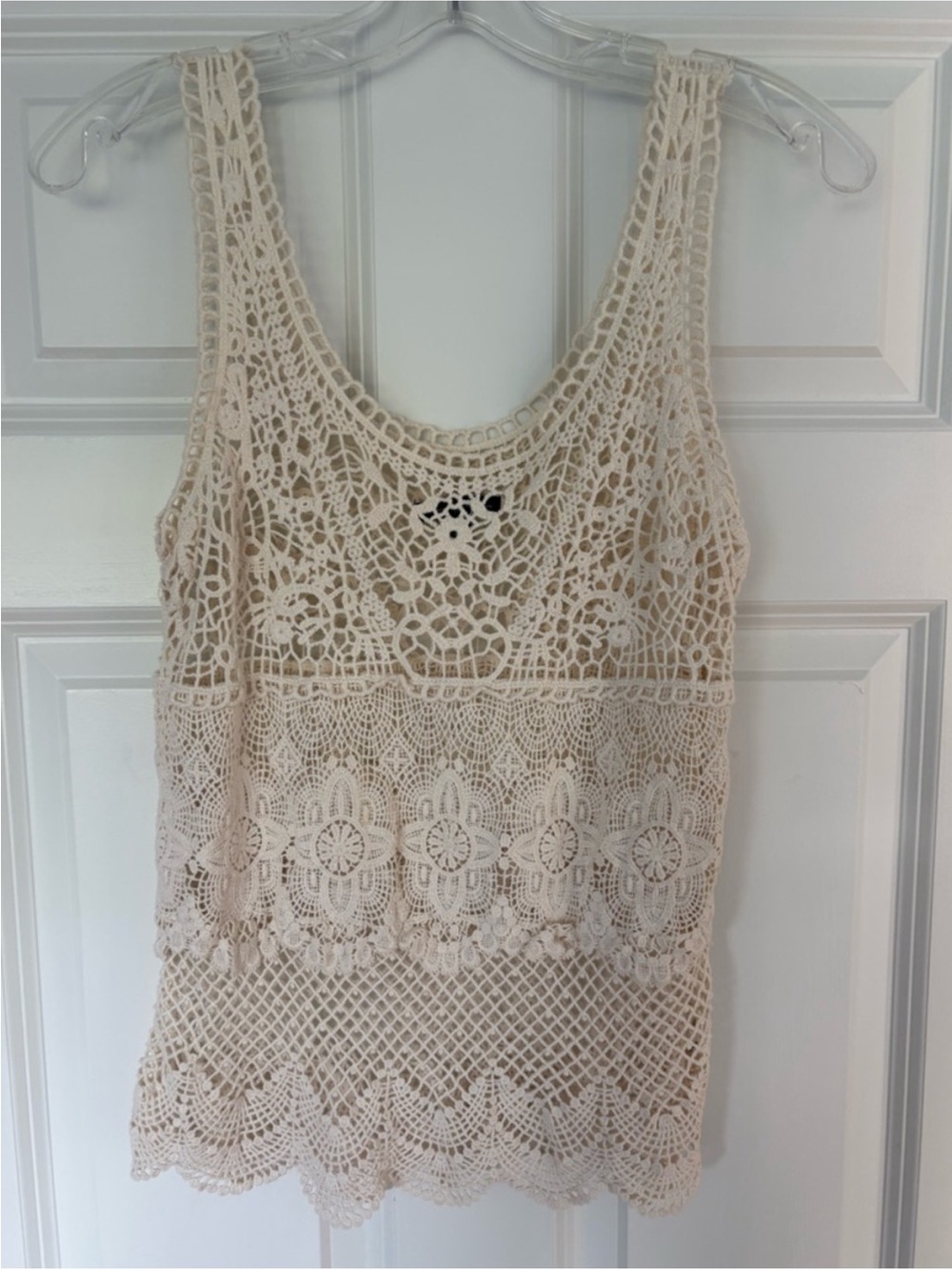 American Eagle Outfitters Cream Crochet Swim Coverup Tank in Small